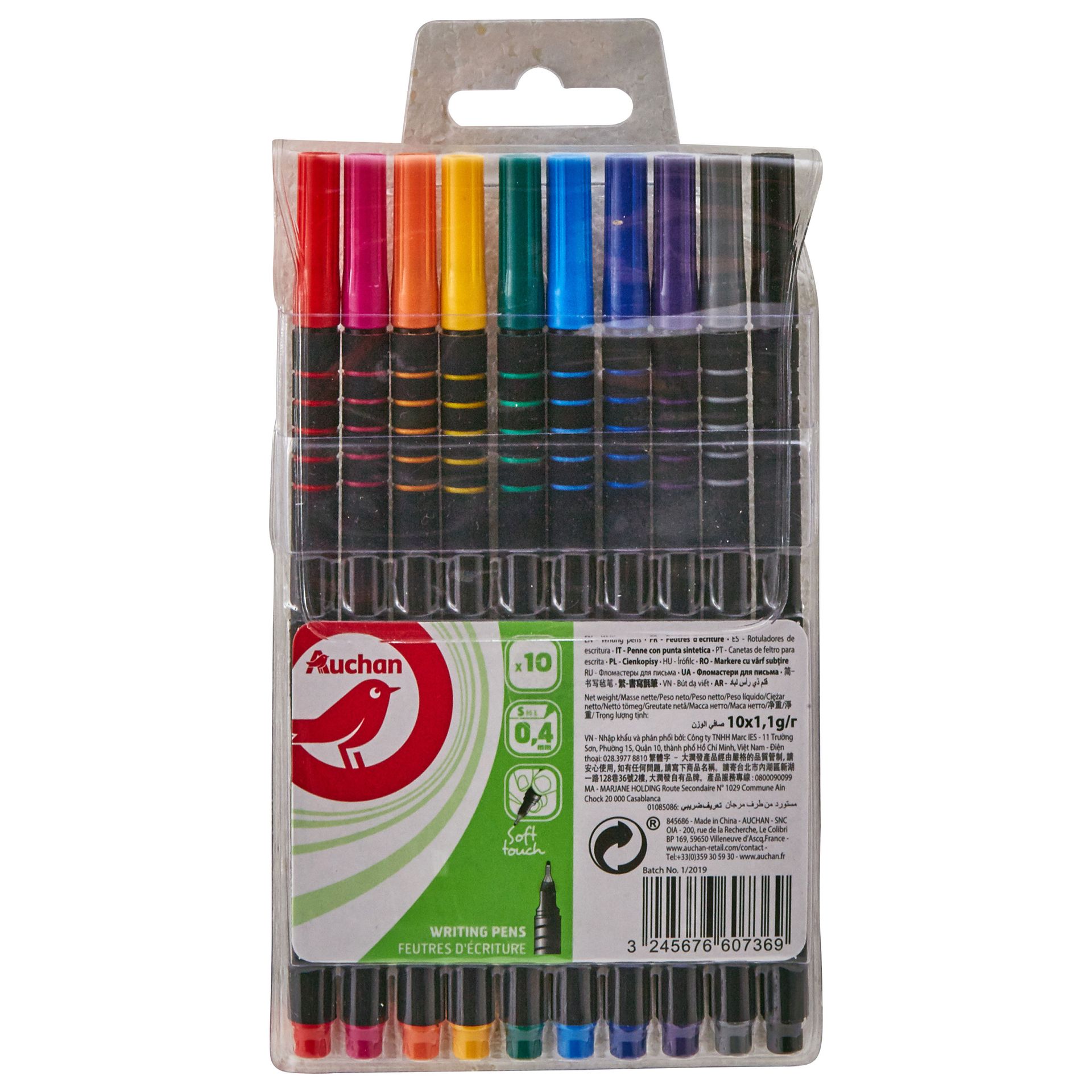 Auchan - Cienkopisy  różne kolory 0.4 mm 10 kolorów
