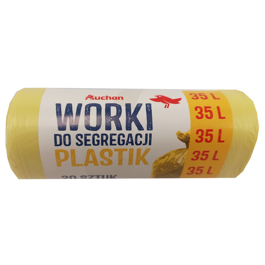 Auchan - Worki na śmieci 35L 20szt żółty