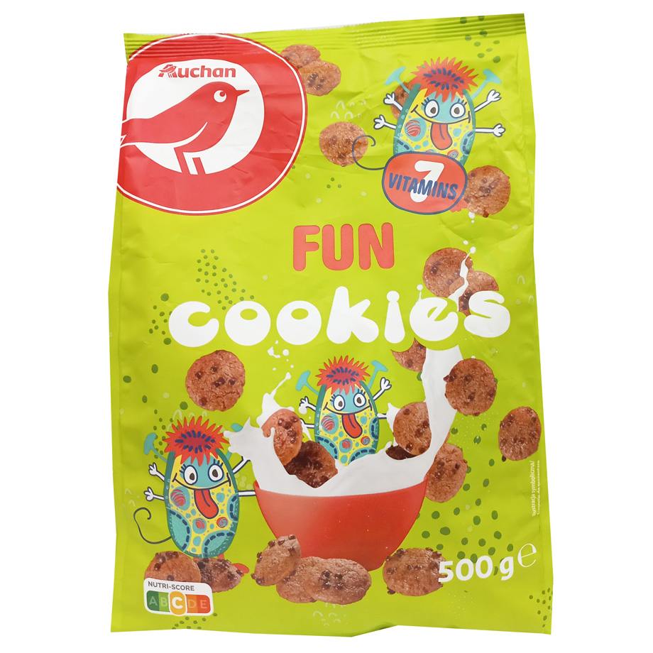 Auchan - Fun Cookies płatki czekoladowe