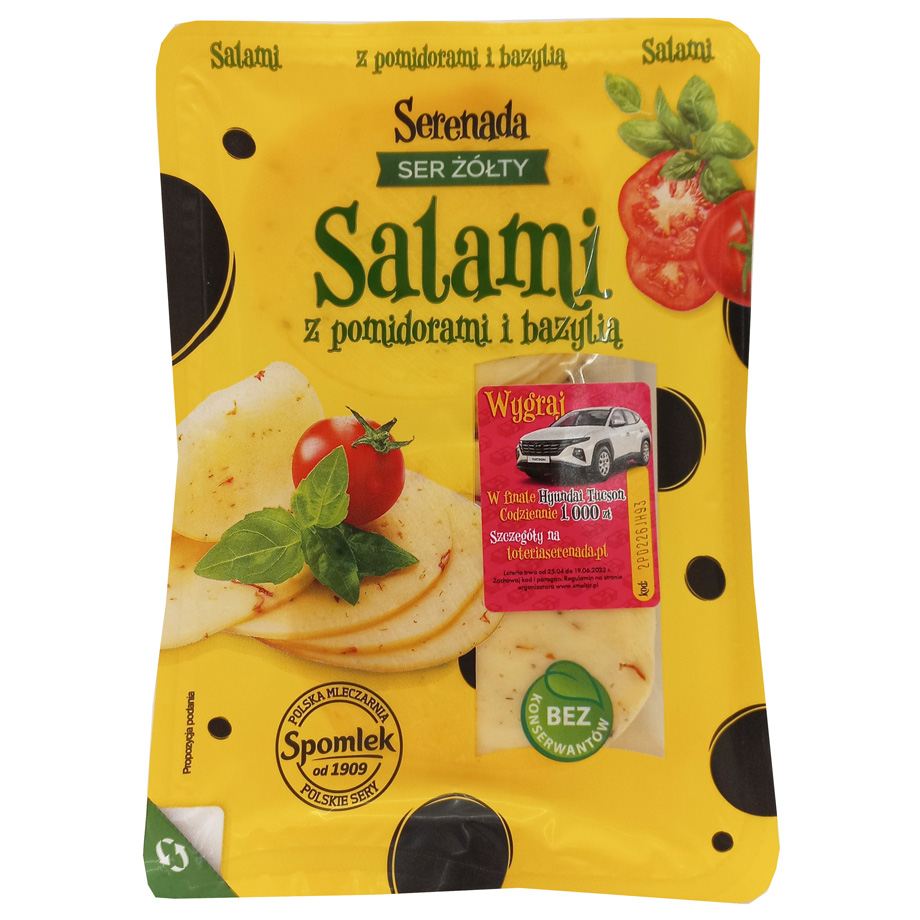 Serenada - Ser żółty Salami z pomidorami i bazylią