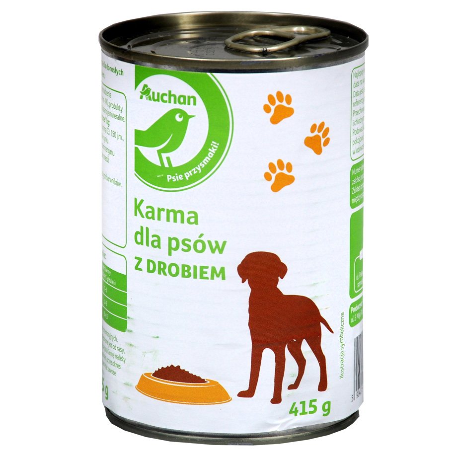 Auchan - Pełnoporcjowa karma dla dorosłych psów, mokra z drobiem
