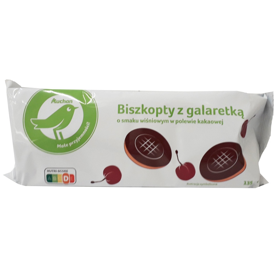 Auchan - Biszkopty z galaretką wiśniową w polewie kakaowej
