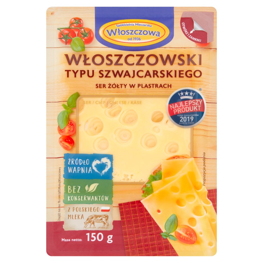Włoszczowa - ser Włoszczowski typu szwajcarskiego żółty w plast...