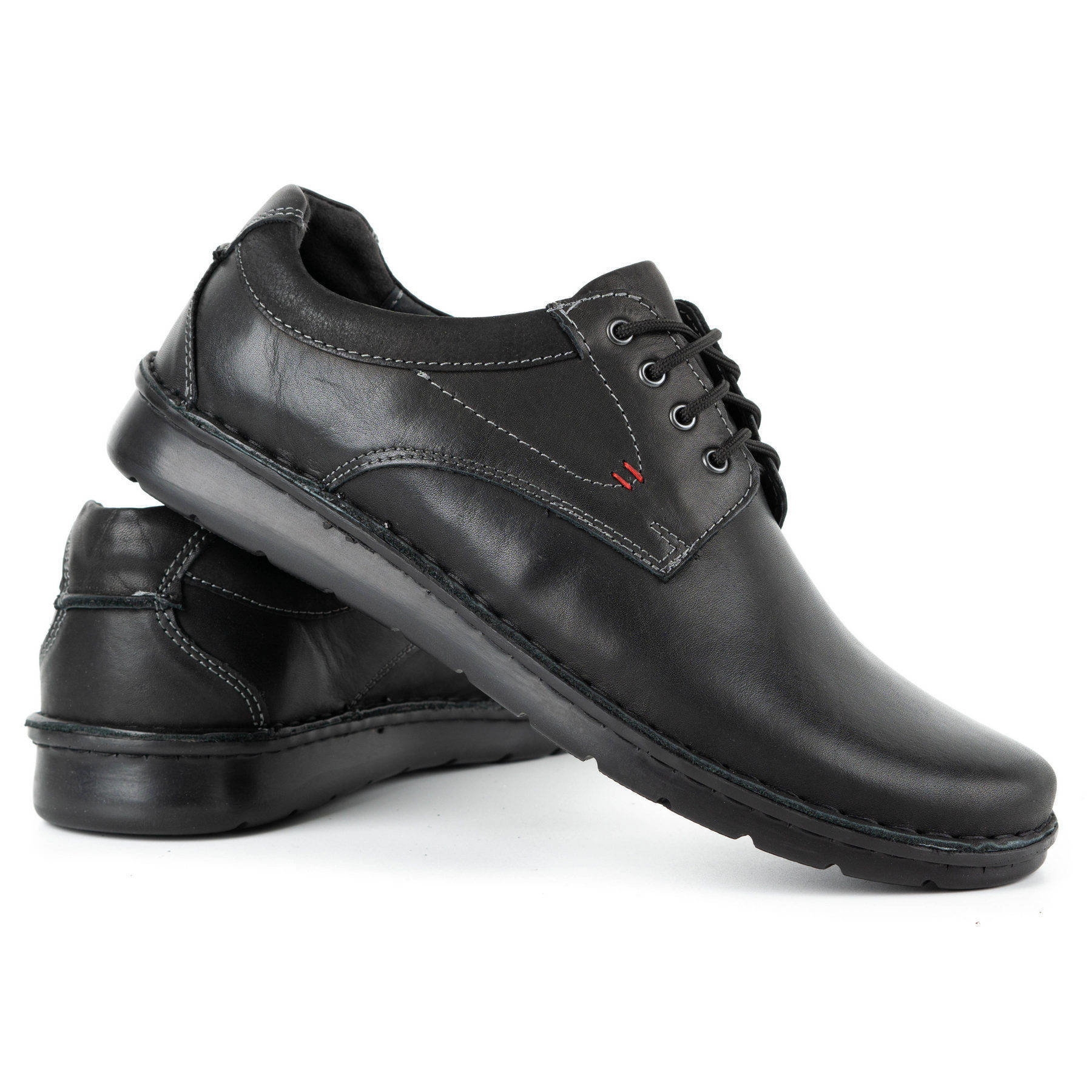 Buty męskie skórzane casual 13/27 czarny lico - KAMPOL