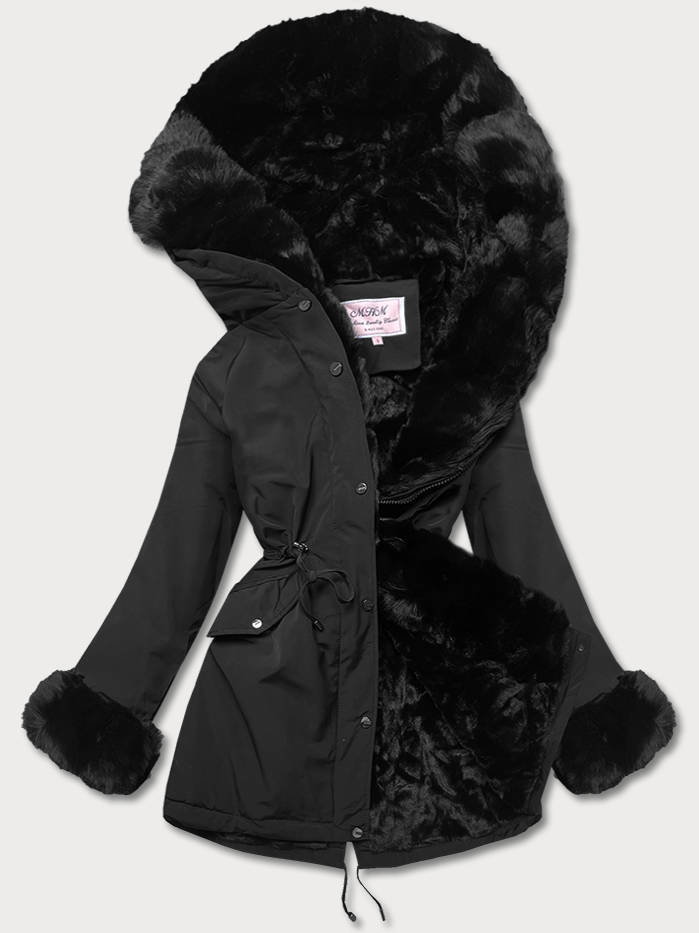 ZIMOWA PARKA DAMSKA NA FUTERKU CZARNA (W619/1) - MHM