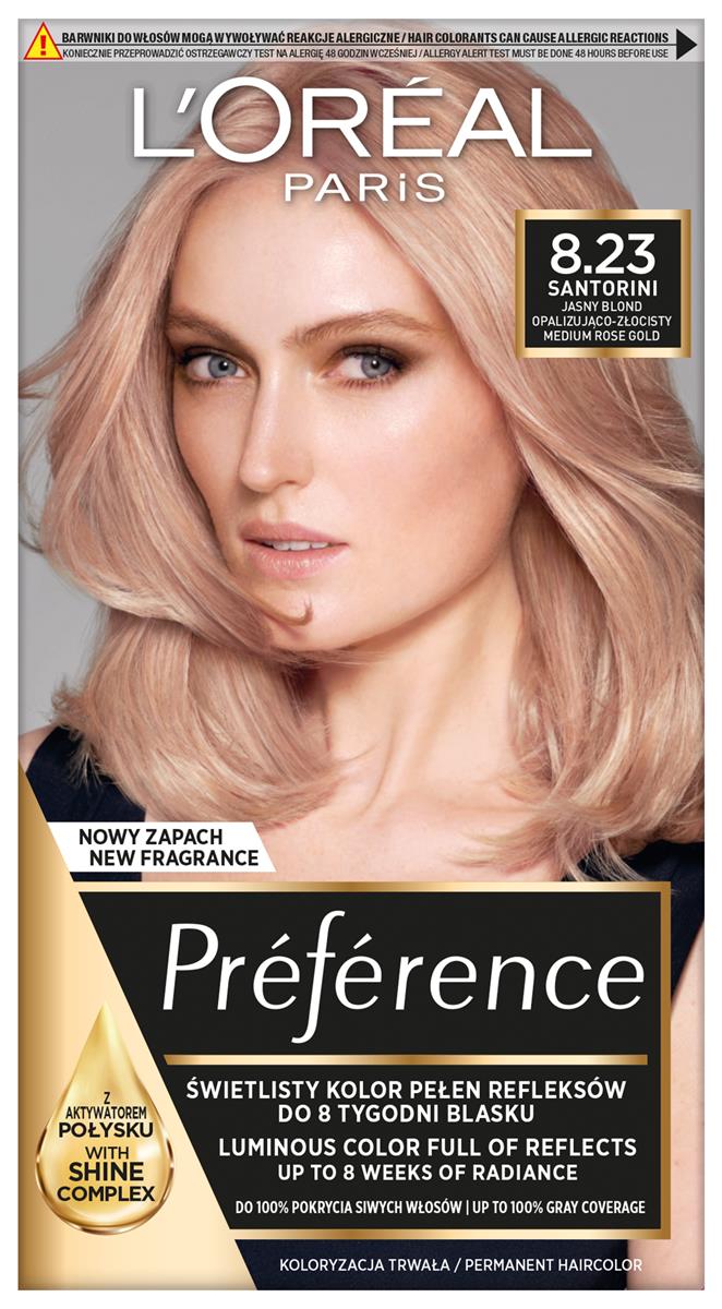 L'OREAL Récital Préférence - 8.23 - MEDIUM ROSE GOLD - Farba do włosów - Trwała koloryzacja - Jasny blond L'OMGDTJBL