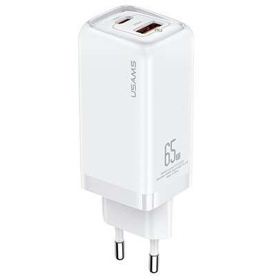 USAMS Ład. siec. 1xUSB-C+1xUSB T47 65W PD Fast Charging Super Si biały/white CC153TC02  (US-CC153)