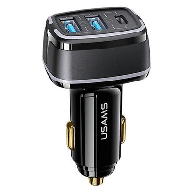 USAMS Ład. sam. 2xUSB+1xUSB-C C24 80W (only head) Fast Charge czarny/black CC126TC01 (US-CC126)