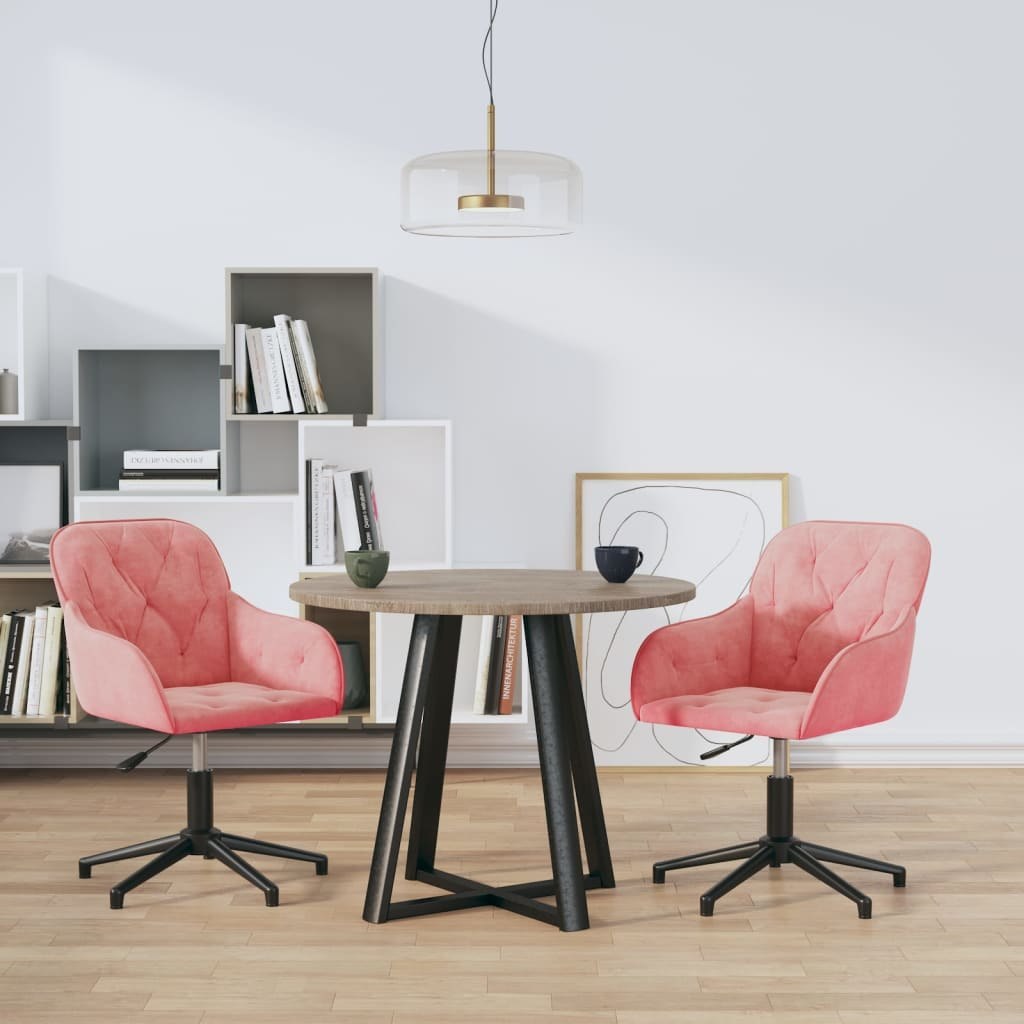 vidaXL Lumarko Obrotowe krzesła stołowe, 2 szt., różowe, aksamitne 334372