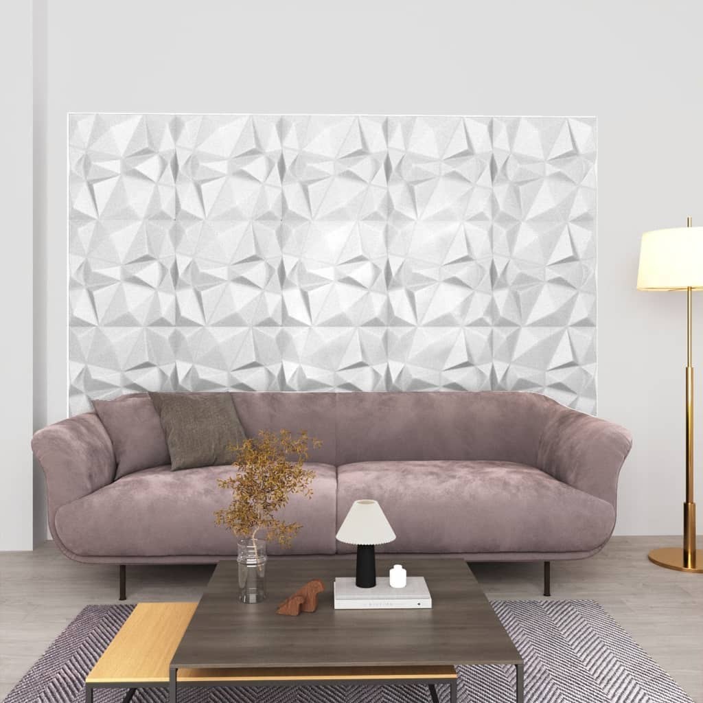 vidaXL Panele ścienne 3D, 48 szt., 50x50 cm, diamentowa biel, 12 m² 150912