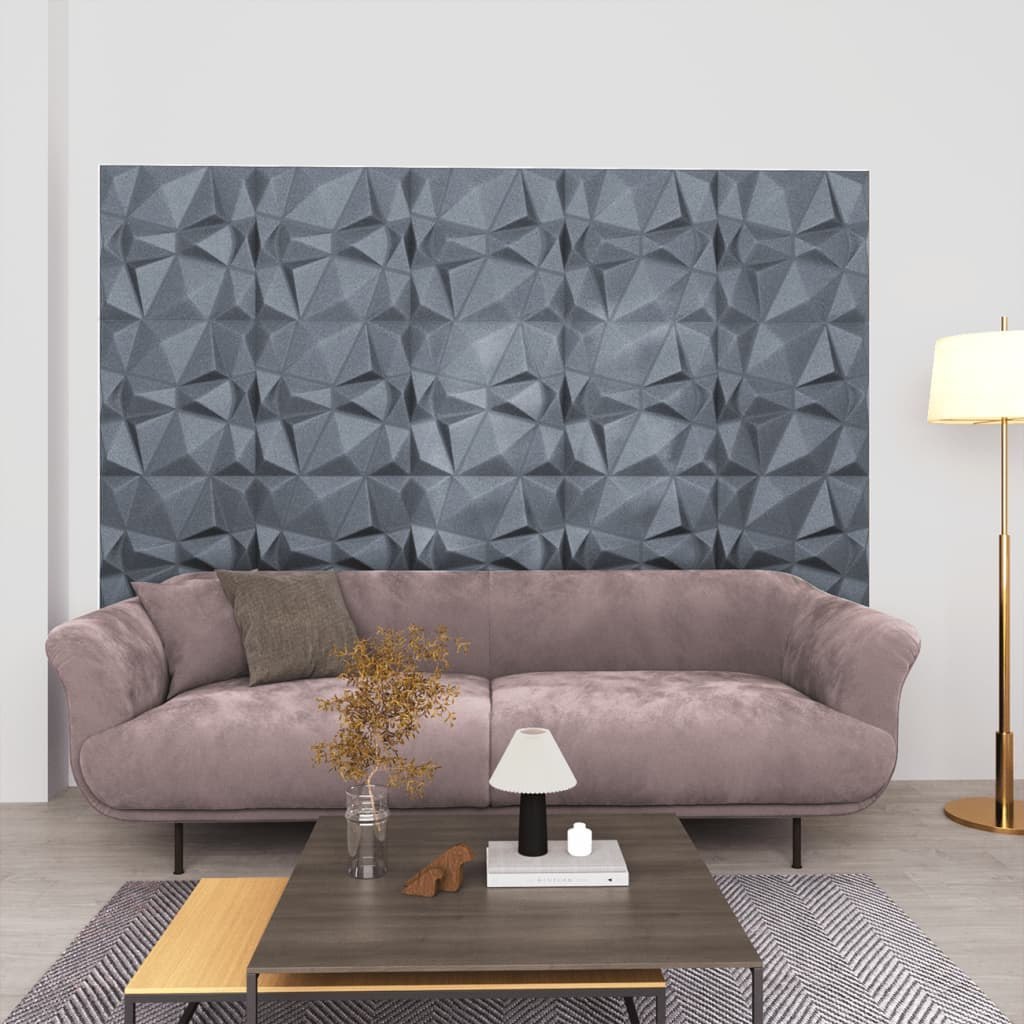 vidaXL Panele ścienne 3D, 24 szt., 50x50 cm, diamentowa szarość, 6 m² 150919