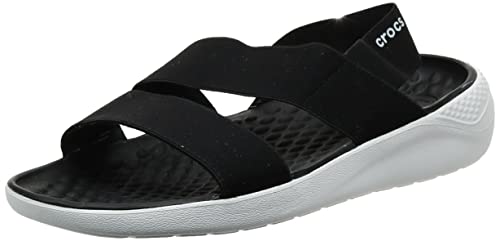 Crocs Damskie japonki Literide Stretch W otwarte palce, Czarny, biały, 42.5 EU