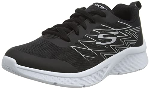 Skechers Trampki chłopięce Microspec Quick Sprint, Czarna tkanina czarna srebrna wykończenie, 37.5 EU