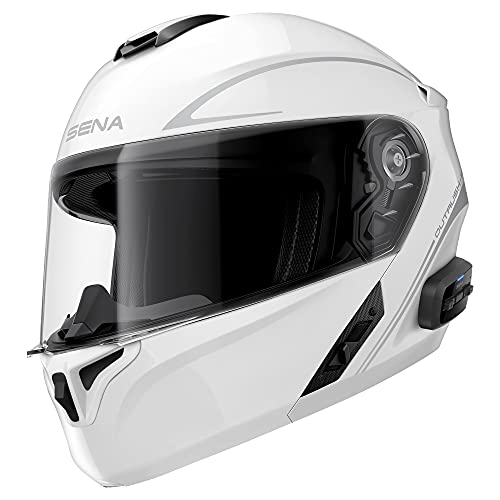 Sena Outrush R Modułowy kask motocyklowy Bluetooth z systemem interkomu (biały połysk, L)