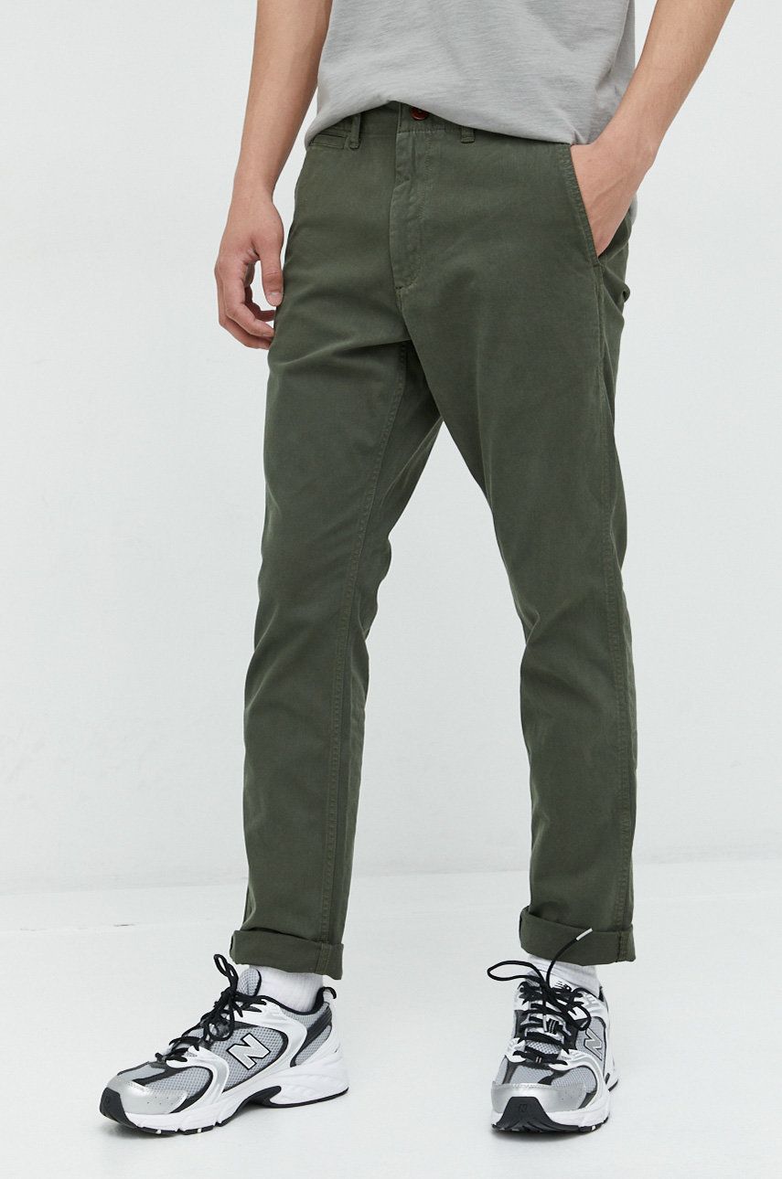 Superdry spodnie męskie kolor zielony w fasonie chinos