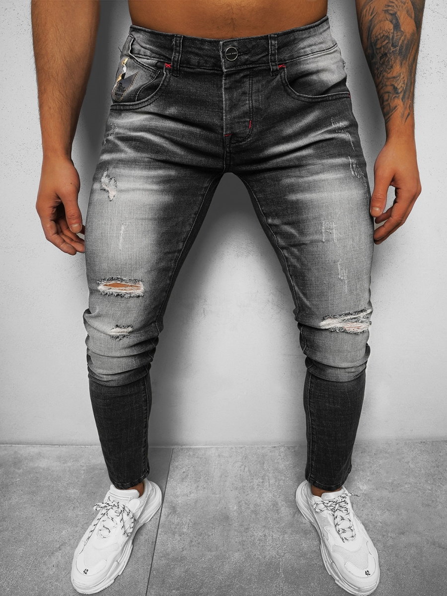 Spodnie jeansowe męskie czarne OZONEE NB/MP0024N - Ozonee