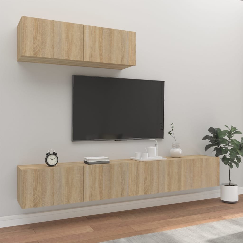 Lumarko Zestaw 3 szafek TV, dąb sonoma, materiał drewnopochodny