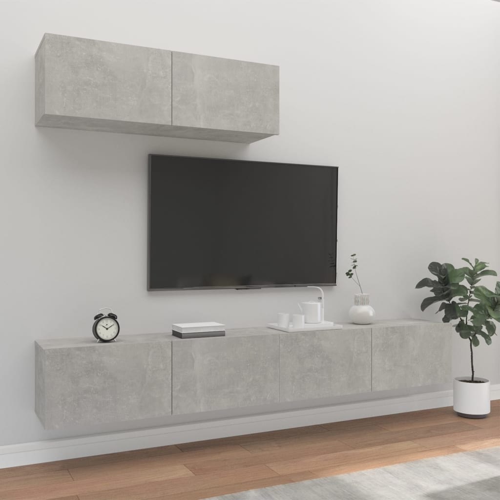 Lumarko Zestaw 3 szafek TV, szarość betonu, materiał drewnopochodny