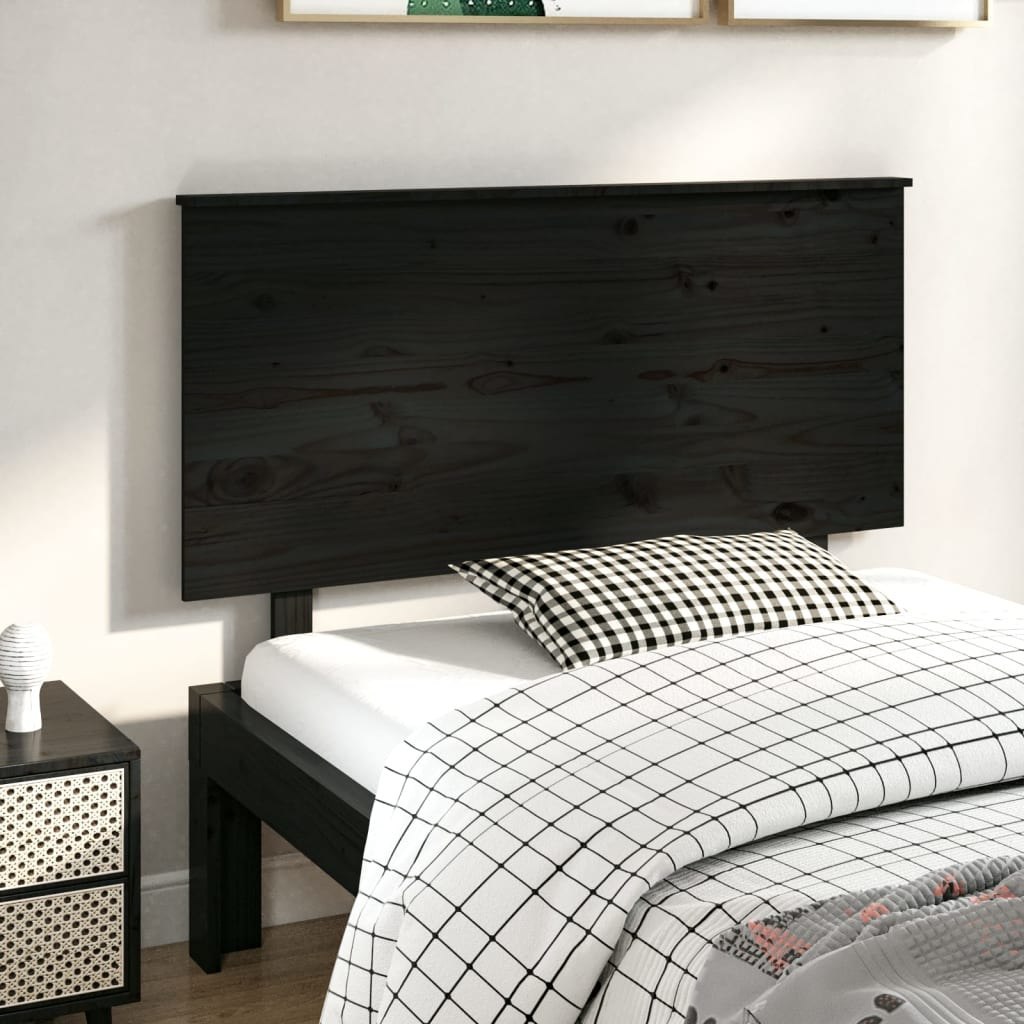 Lumarko Wezgłowie łóżka, czarne, 124x6x82,5 cm, lite drewno sosnowe