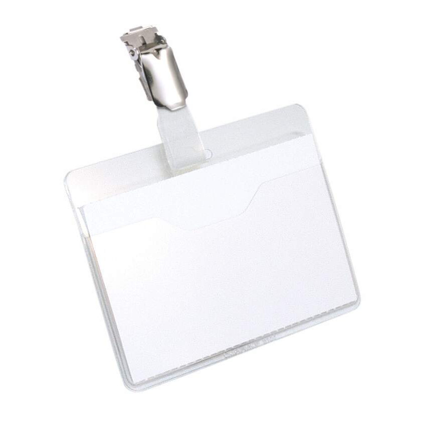 Identyfikator DURABLE 60x90mm z klipem otwarty transparentny 810619 25szt.