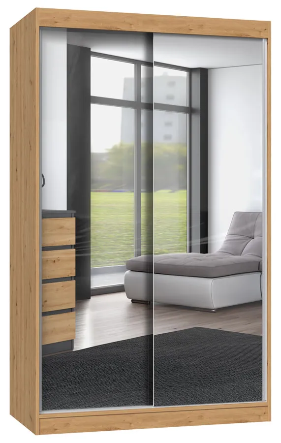 Nowoczesna garderoba z lustrami 120 cm dąb atisan S5-D07