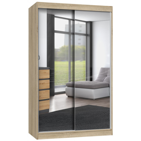 Szafa przesuwna z 2 lustrami 120 cm dąb sonoma G5-W94