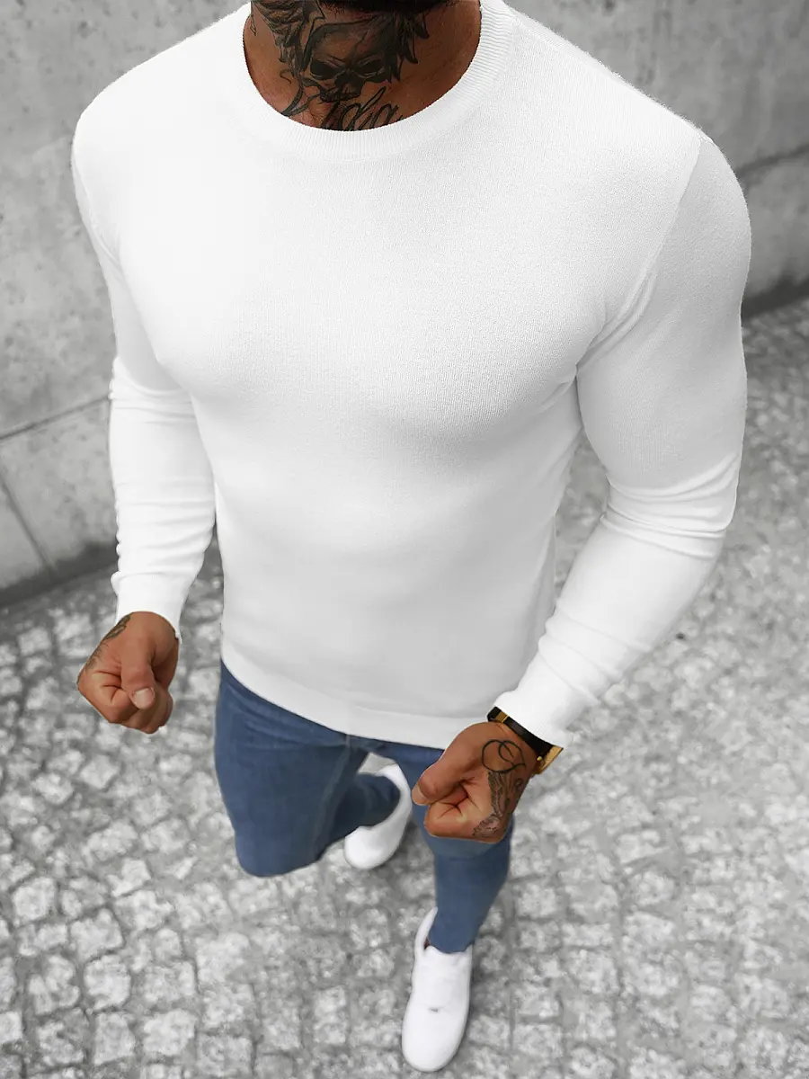 Sweter męski biały OZONEE NB/MMB602/1 - Ozonee