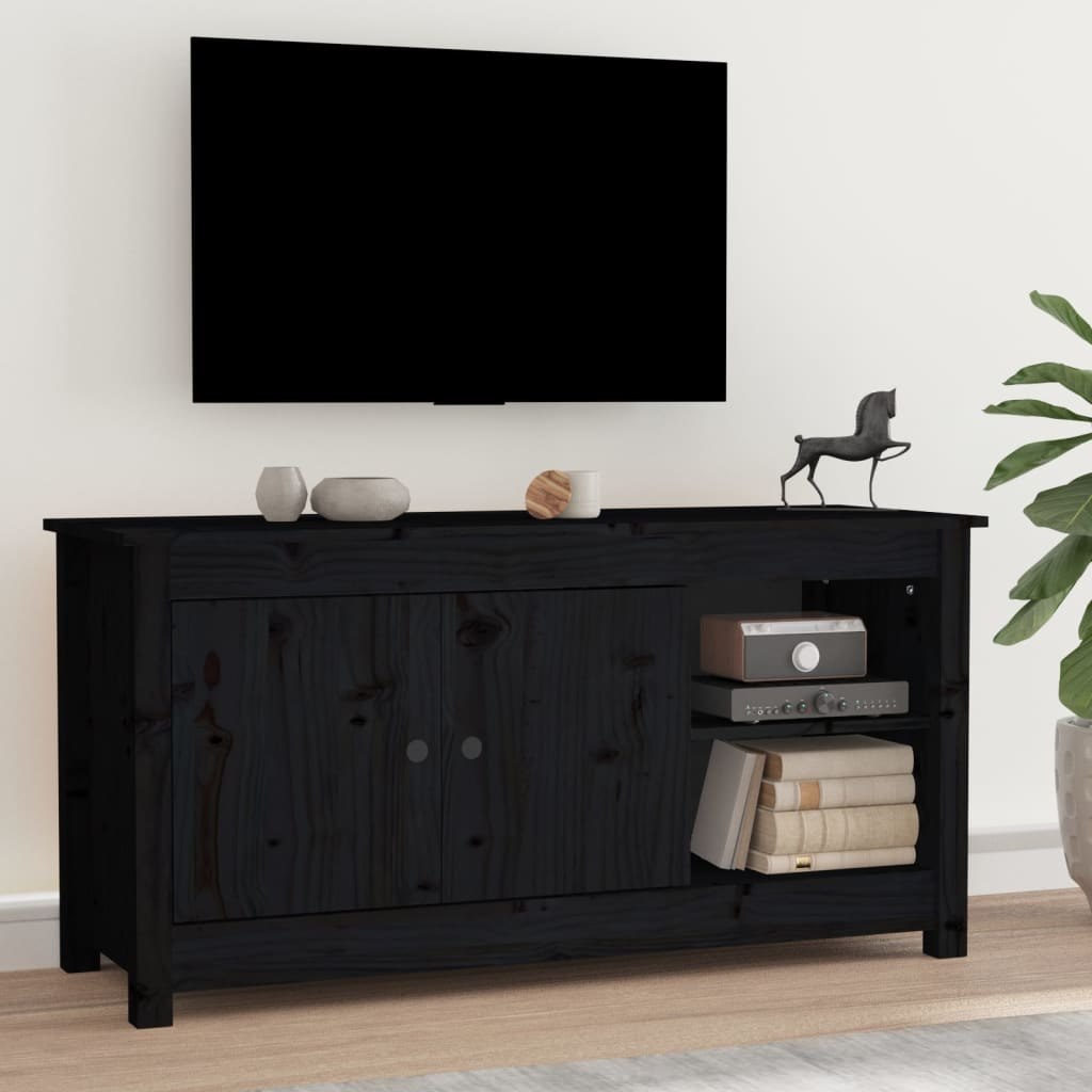 Lumarko Szafka pod telewizor, czarna, 103x36,5x52 cm, drewno sosnowe