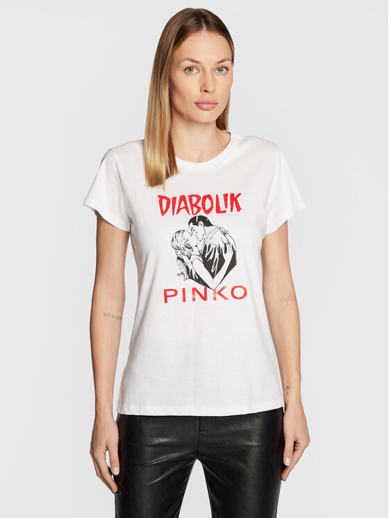 Pinko T-Shirt Fabiana 1L1098 Y5SN Biały Regular Fit