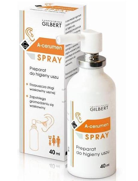 GLENMARK PHARMACEUTICALS S.R.O. A-Cerumen, preparat do higieny uszu dla dorosłych i dzieci powyżej 30 miesiąca życia, spray, 40 ml ID-18697