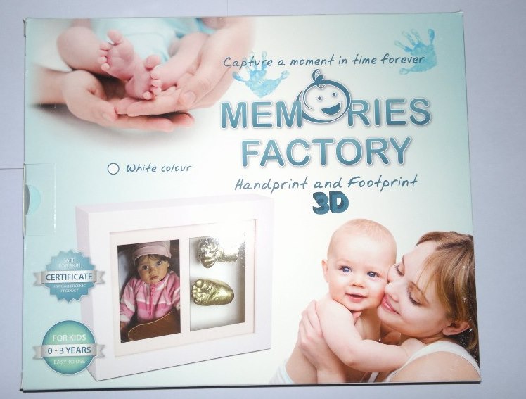 MEMORIES FACTORY Zestaw kreatywnego rodzica  RAMKA ze zdjęciem oraz odlewem 3D rączki i stopy dziecka KOLOR BIAŁY