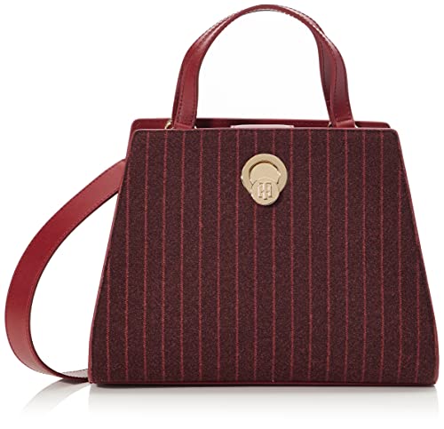 Tommy Hilfiger Damski Th Chic mały tornister w paski, czerwony na całej długości 01, jeden rozmiar, Czerwony cały 01