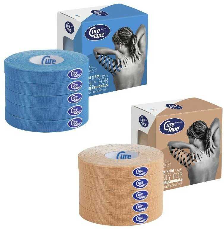 Wąska taśma do kinesiotapingu 1cm x 5m - wodoodporny kinesiology tape do drenażu limfatycznego i tapingu medycznego (Cure Tape CLASSIC 1x5)