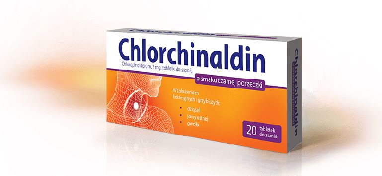 Bausch Health Poland Sp. z o.o. Chlorchinaldin 2 mg o smaku czarnej porzeczki, 20 tabl.