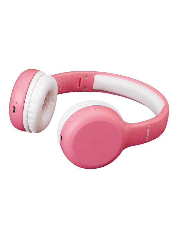 Lenco HPB-110 - headphones with mic biało różowe