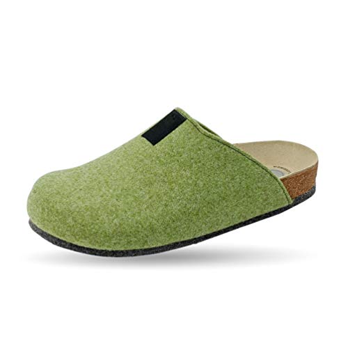 Weeger Unisex dziecięce bio kapcie domowe, zielony - łagodny - 35 EU