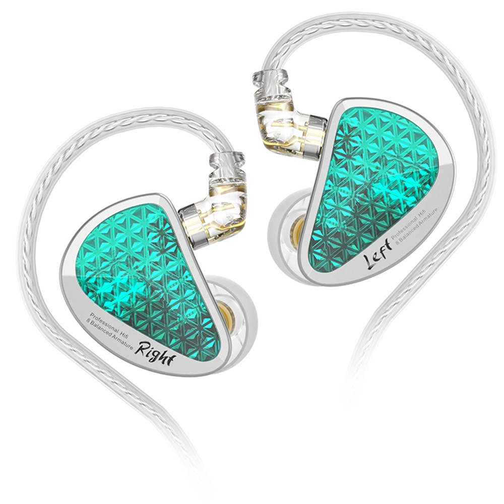 top KZ AS16 Pro Wired Earphone In-Ear Balance Armature for Sports without Microphone - Cyan