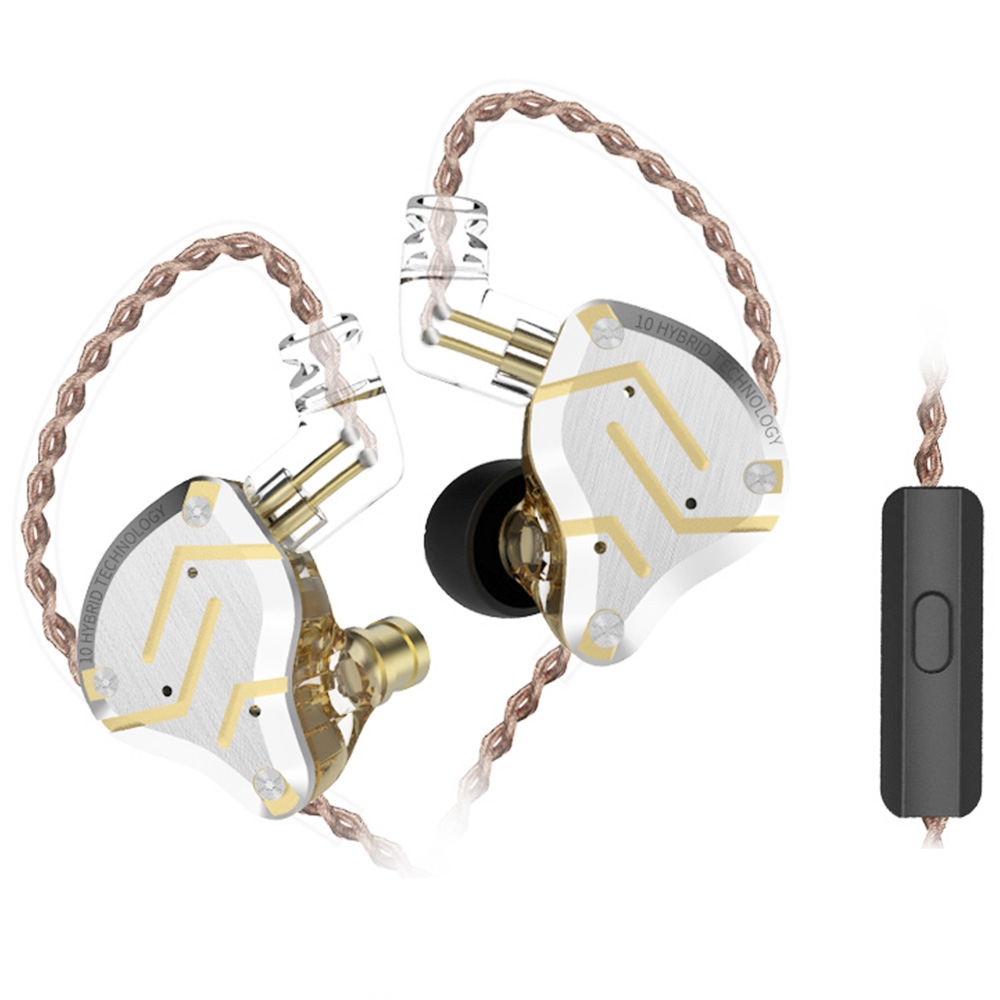 KZ ZS10 Pro Wired Earphone 4BA 1DD HiFi Bass with Mic - Glittering Gold