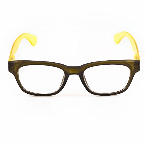 Contacta, Legend Light, okulary do czytania dla mężczyzn i kobiet, lekkie okulary, kwadratowe ramki z kolorowymi prętami i flex, brązowy kolor, dioptrii +2,00, opakowanie z etui na portfele, 29g g