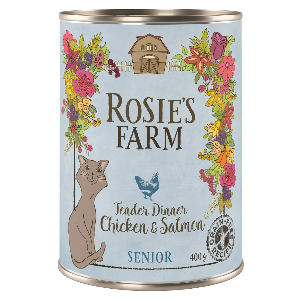 6x400g Rosie's Farm Senior, kurczak i łosoś, karma mokra dla kota| Dostawa i zwrot GRATIS od 99 zł