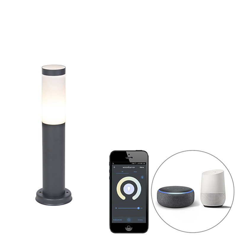 QAZQA Inteligentny słupek do lampy zewnętrznej antracytowy 45 cm z Wi-Fi P45 - Rox