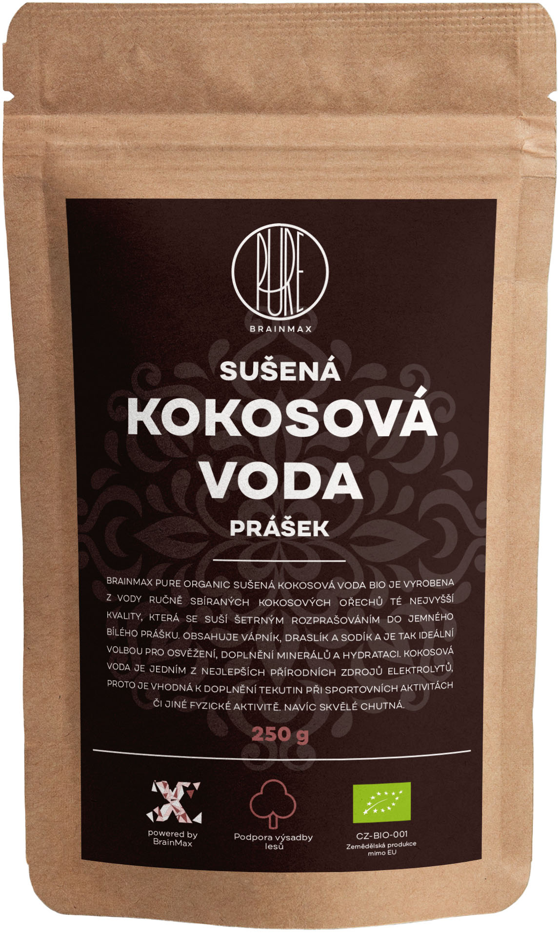 BrainMax Pure woda kokosowa BIO w proszku, 250 g