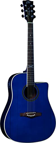 Eko GUITARS - NXT D100CE SEE THROUGH BLUE, gitara akustyczna Top Jodła, Opaski na dole i mahoń, Klawiatura w Ameryce Południowej Roupana, Skala 648 mm, Dreadnought Cutaway, Kolor niebieski