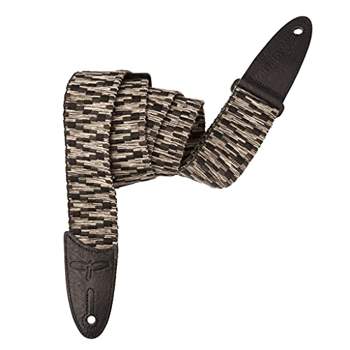 PRS - WOVEN STRAP BLACK/GRAY (102084::011:), Pasek na ramię PRS pleciony projekt wytrzymały i skórzany języki, czarny i szary kolor