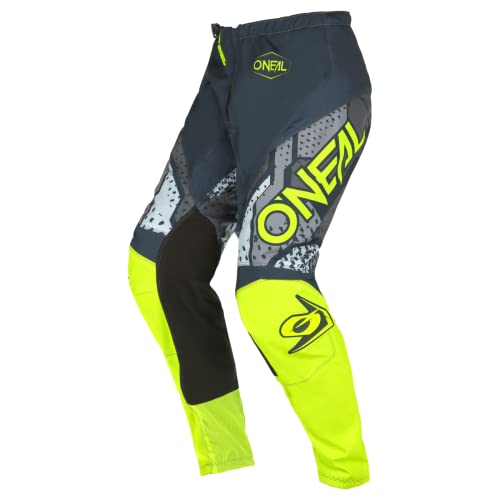 O'NEAL | Kids | Motocross Pants | Enduro MX | Maksymalna swoboda ruchów, lekka, oddychająca i wytrzymała konstrukcja | Youth Element Camo V.22 Pants | Grey Neon Yellow | Size 18