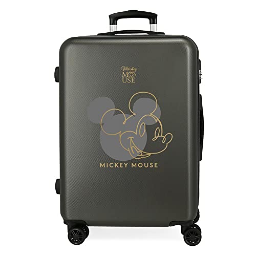 Disney Mickey Outline Walizka średniej wielkości Czarny 46x65x23 cms Sztywne ABS Zamknięcie kombinowane boczne 56L 3 kg 4 Podwójne Koła, czarny, średnia walizka