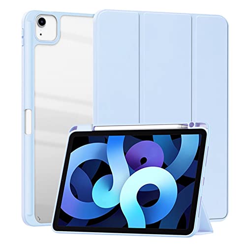 HUEZOE Etui Kompatybilny z iPadem Pro 11 2021/2020/2018, iPad Air 5 2022/iPad Air 4 2020, Smart Cover ze sztywną tylną częścią Akrylowy ze stojakiem na długopisy, Auto-Sleep/Estela, Jasnoniebieski