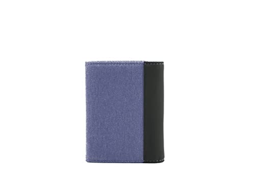 NAVA DESIGN - Portfel Trifold z Portmonetką, 6 cc i ekranowaniem RFID, Kolor Niebieski - Wymiary 9 x 11 x 2 cm