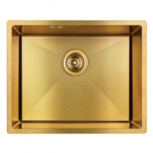Laveo Marmara zlewozmywak stalowy 54x44 cm podwieszany złoty SAMG10P