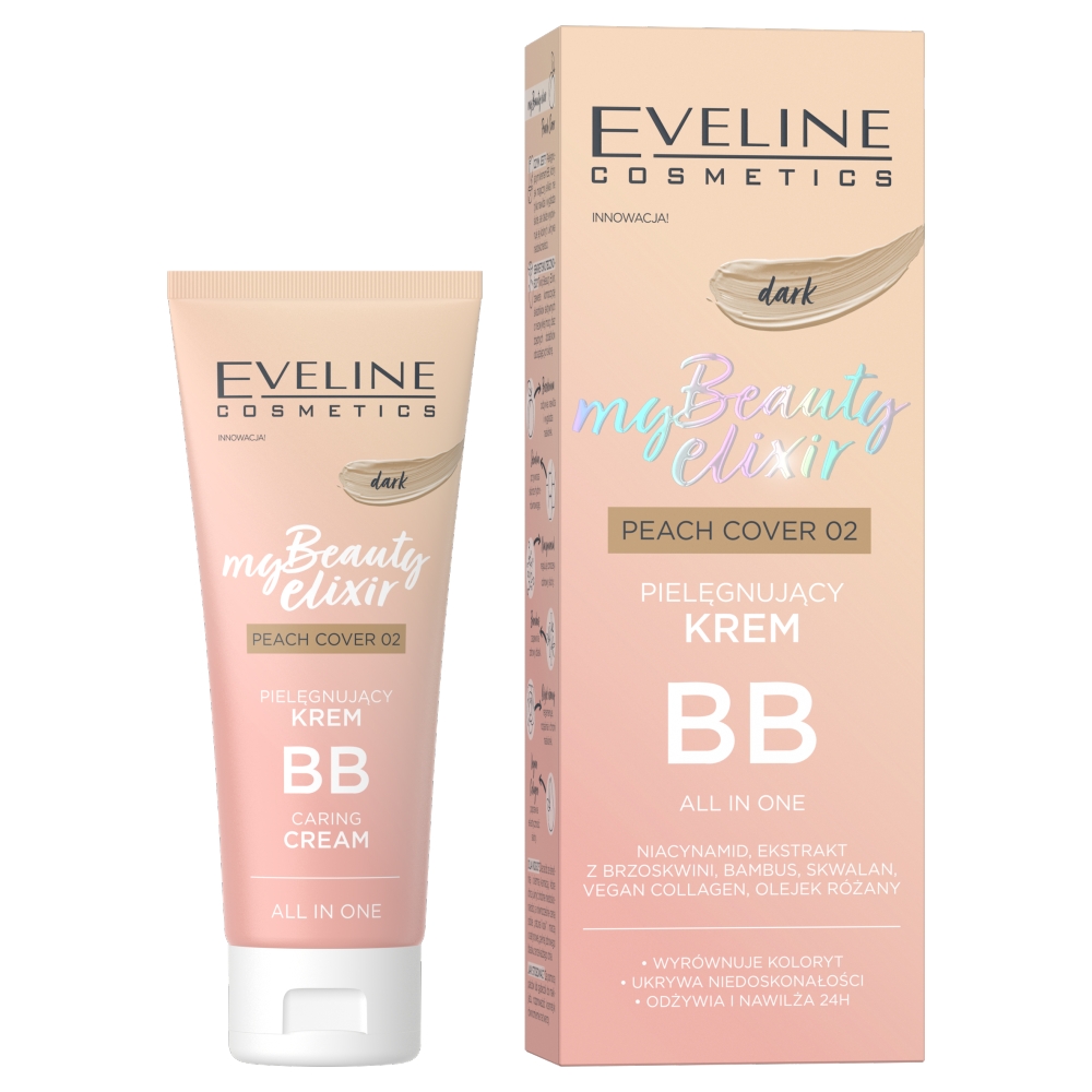Eveline Cosmetics My Beauty Elixir Pielęgnujący krem BB all in one, Peach Cover Dark 02 DARK PEACH 30.0 ml